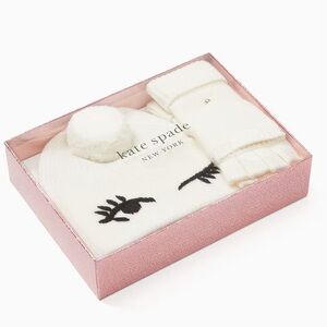 Kate Spade Winking Beanie and Mittens Set